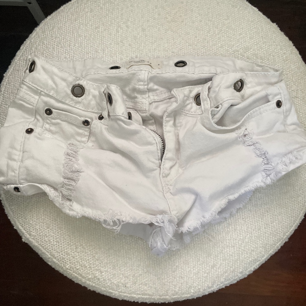White denim shorts